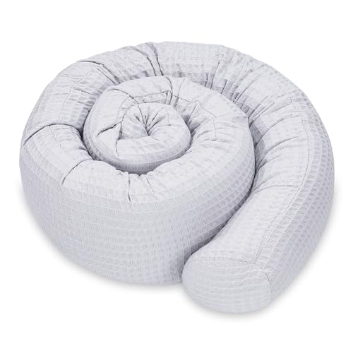 Totsy Baby Seitenschläferkissen Bettschlange Body Pillow 300 cm Baumwolle Waffel- Kopfkissen lang Bettrolle Schlafkissen Nackenrolle Kissen Senfgelb