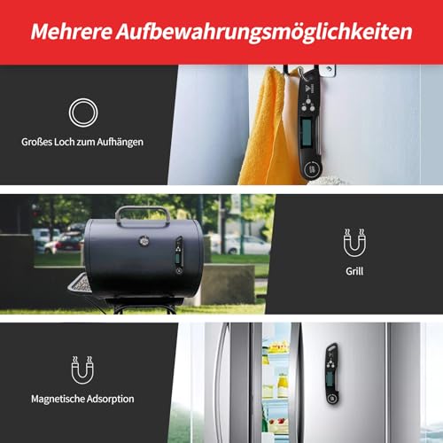 DOQAUS Fleischthermometer Grillthermometer Digitales Bratenthermometer Thermometer Kochen Küchenthermometer mit 3s Sofortiges Auslesen, Langer Sonde und LCD Bildschirm, Auto ON/Off für Küche,Grill,BBQ