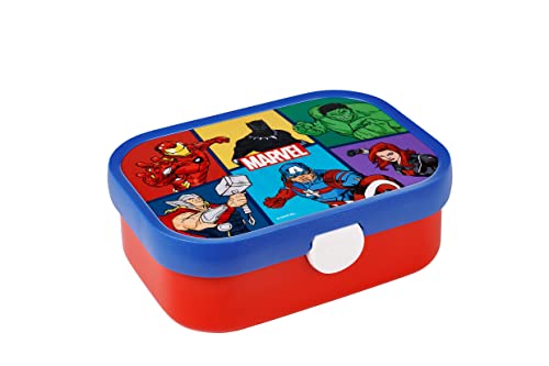 Mepal - Lunchbox Campus - Bento Lunchbox für Kinder - Brotdose mit Bento-Fach & Gabel - Meal Prep Box mit Clip-Verschluss - BPA-frei & Spülmaschinenfest - 750 ml - The Avengers