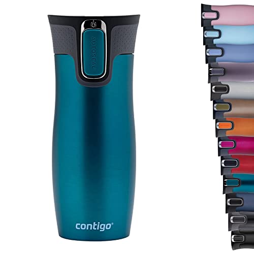 Contigo Thermobecher West Loop Autoseal, Edelstahl Isolierbecher, Reisebecher, Kaffebecher To Go, auslaufsicher, 100% dicht, hält bis zu 5h heiß/12h kalt, 470 ml, BPA frei, Bay