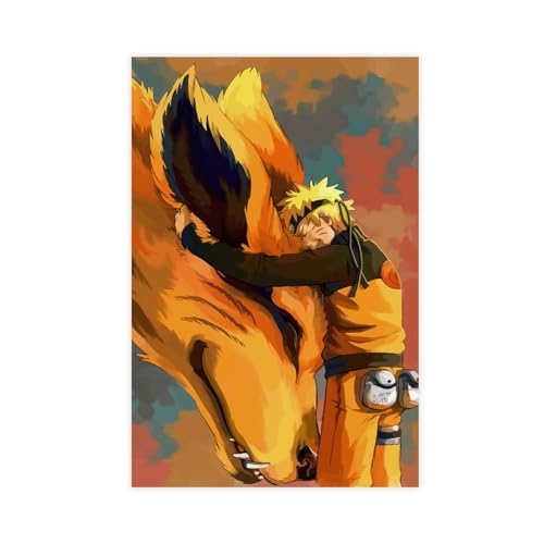 Anime Naruto Bijuu Kurama Kyuubi Leinwand Poster Schlafzimmer Büro Wohnheim Zimmer Dekor Geschenk Süße Wandkunst Ungerahmt 12x18 zoll
