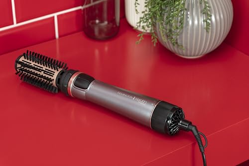 Remington Warmluftbürste rotierend [automatisch] Keratin Protect (inkl.3 Aufsätze: 2 Rundbürsten+Haaransatz-Booster für mehr Volumen) + Haarklammern, Keramikbeschichtung mit Mandelöl, AS8811,Grau