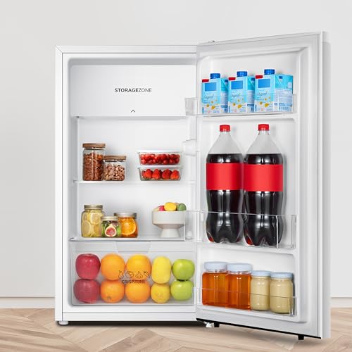 Fridgemaster MUR4894E 82L Under Counter Fridge with LED Lighting, Adjustable Temperature Control, Reversible Door and 3 star Ice Box, White, E rated