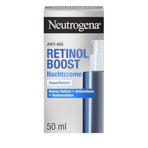 Neutrogena Retinol Boost Nachtcreme, leichte Anti Aging Gesichtscreme mit Retinol, feuchtigkeitsspendende Gesichtspflege bekämpft sichtbare Zeichen der Hautalterung, mildert Pigmentflecken (50 ml)