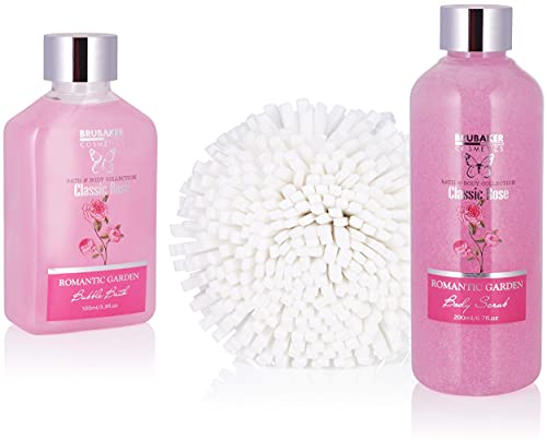 BRUBAKER Cosmetics Bade- und Dusch Set Rosen Duft - 17-teiliges Beauty Geschenkset in Vintage Geschenkbox