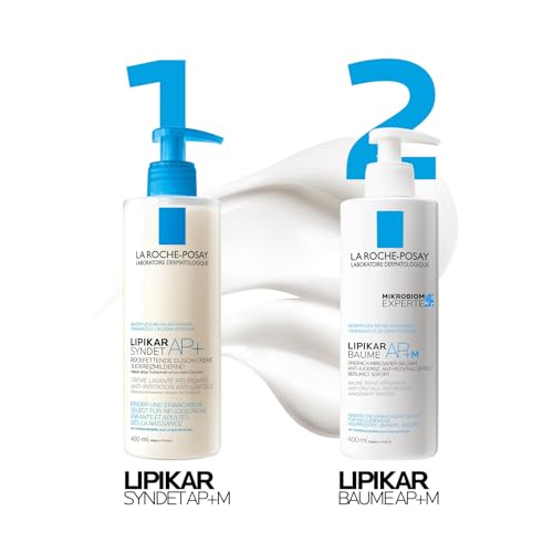 La Roche Posay Bodylotion für trockene, zu Neurodermitis neigende Haut, Stärkt Mikrobiom, Mildert Juckreiz, Mit Niacinamid und Sheabutter, Lipicar Baume AP + M, 400 ml