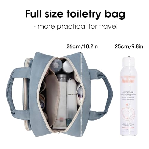 Kulturtasche Damen Gross kulturbeutel Kosmetiktasche Damen Groß Waschtasche Make up Tasche für Herren & Volle Größe (Graublau)