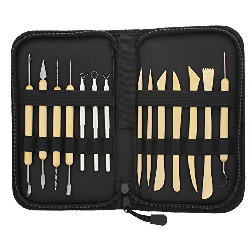 US Art Supply 14-teiliges Werkzeug-Set mit Keramik, Tonskulptur, Keramik, mit Reißverschluss-Etui aus Segeltuch