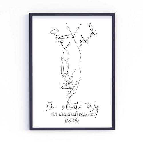 Geschenk zur Hochzeit | Hochzeitsgeschenk Hochzeitstag Jahrestag Valentinstag Jubiläum Brautpaar | personalisiert | Der schönste Weg Poster