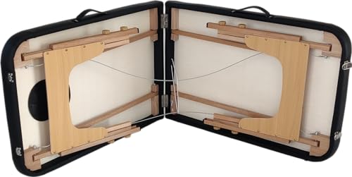 Beltom® Mobile Massagetisch Massageliege 2 zonen Basic 185 x 60 cm. - Licht 11,8 kg - massagebed massageleuning Massagebank 2 Zones klappbar Kosmetikliege - Schwarz
