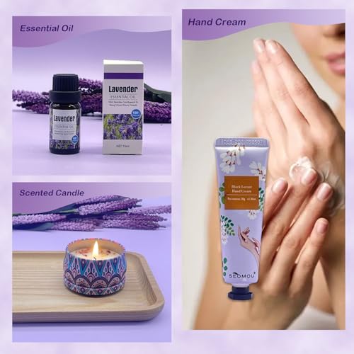 Pamper Gifts for Women, Unique Friend Gifts for Her, Lavender Self Care Get Well Soon Gifts Set for Mum Sister Wife, Spa Bath Set Bath Bombs Candle Present Set, Birthday Mothers Day Gift Box