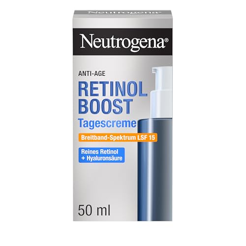 Neutrogena Retinol Boost Tagescreme mit LSF 15 (50 ml), schützende Feuchtigkeitscreme mit reinem Retinol & Lichtschutzfaktor 15, Anti-Aging Gesichtscreme bekämpft sichtbare Zeichen der Hautalterung
