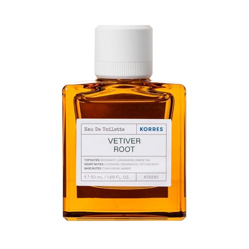 KORRES VETIVER ROOT Eau De Toilette für Herren, maskuliner Herrenduft mit Zedernholz Akkorden, erdig, warm & holzig, vegan, dermatologisch getestet, 50 ml