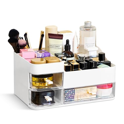 Hawthyhome Make Up Kosmetik Organizer mit Schubladen, Kosmetik Aufbewahrungsbox Skin Care Organizer für Dresser, Kommode, Badezimmer, Schlafzimmer, Büro