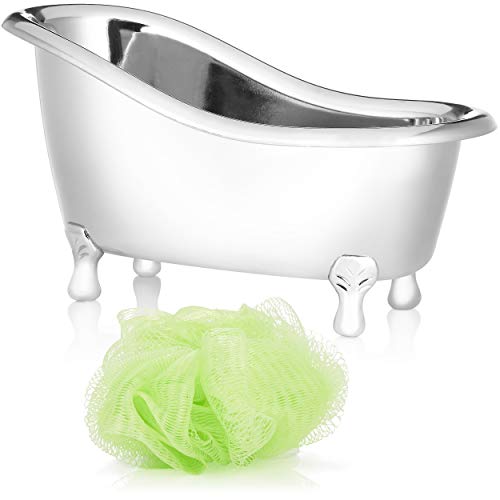 BRUBAKER Cosmetics Bade- und Dusch Set Aloe Vera - 7-teiliges Geschenkset in dekorativer Wanne - Damen Beauty Set mit Badewanne Silber