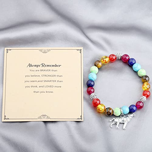 MYOSPARK Wolf Beads Bracelet - Wolf Lover Gifts for Teen Girls (UK)