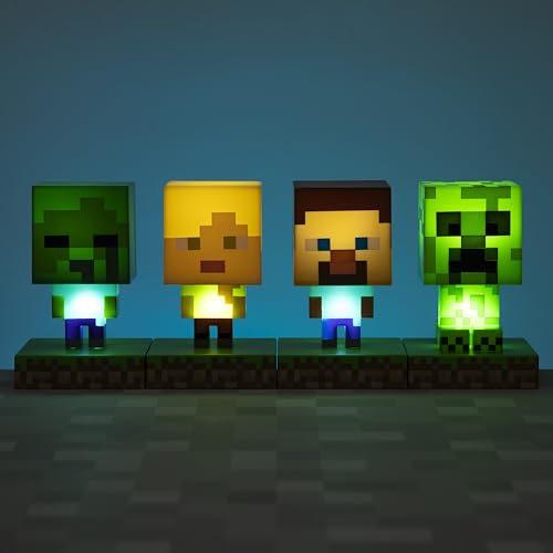 Minecraft Creeper Light, 3D Lamp - Officially Licensed Night Light - 12 cm Tall, Battery Powered, Gaming Room and Bedroom Decor for Minecraft Gamers | Paladone, Green