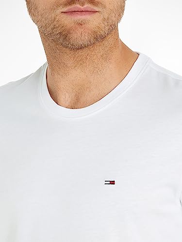 Tommy Jeans Herren Tjm Xslim Jersey Tee Dm0dm04411 Langarmhemd, Weiß (Classic White), L EU
