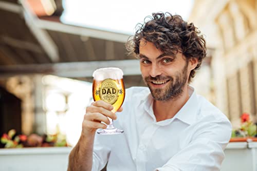 CROWNLY CRYSTAL® Personalized Beer Glass Birthday Gifts for Dad from Daughter or Son Daddy Gift Ideas for Men