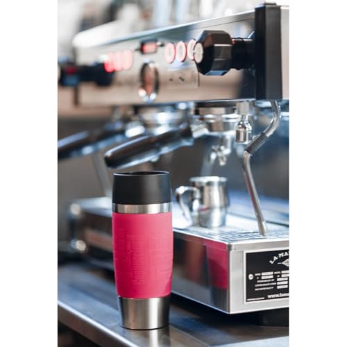 Emsa 513361 Travel Mug Classic Thermo-/Isolierbecher, Fassungsvermögen: 360 ml, hält 4h heiß/ 8h kalt, 100% dicht, auslaufsicher, Quick-Press-Verschluss, 360°-Trinköffnung, schwarz