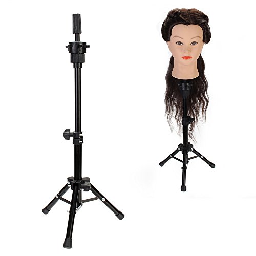 Neverland Perückenständer, Puppenkopfständer für Friseure Puppenkopf ständer Übungskopf Ständer für Puppen Kopf Halter Frisierkopf Mannequinkopf mit Tragetasche Perrückenkopfhalter schwarz