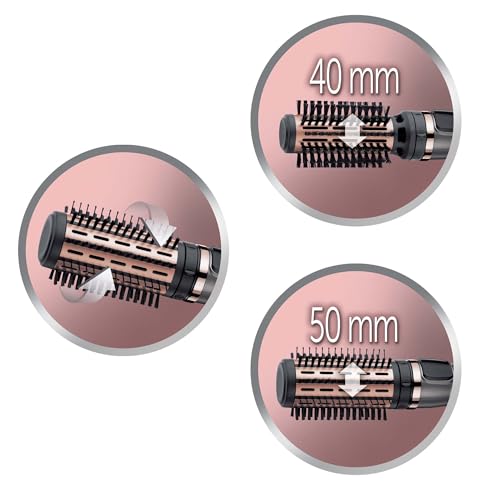 Remington Warmluftbürste rotierend [automatisch] Keratin Protect (inkl.3 Aufsätze: 2 Rundbürsten+Haaransatz-Booster für mehr Volumen) + Haarklammern, Keramikbeschichtung mit Mandelöl, AS8811,Grau