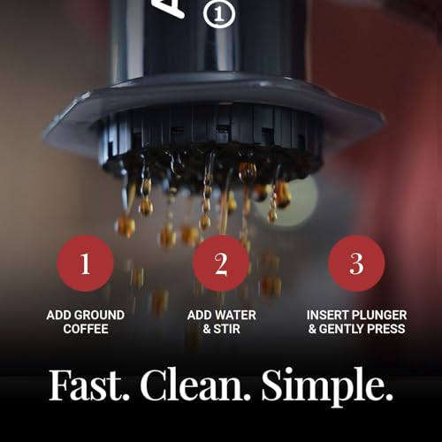 AeroPress Coffee and Espresso Maker - Quickly Makes Delicious Coffee Without Bitterness - 1 to 3 Cups Per Pressing,Black