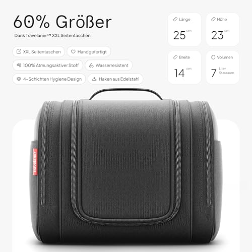 Kulturbeutel [Design 2025] zum Aufhängen für Damen, Herren & Kinder [7 Liter Stauraum], 3-in-1 Kulturtasche, Kosmetikkoffer, Kosmetiktasche für Männer & Frauen, Reise Waschtasche, Waschbeutel