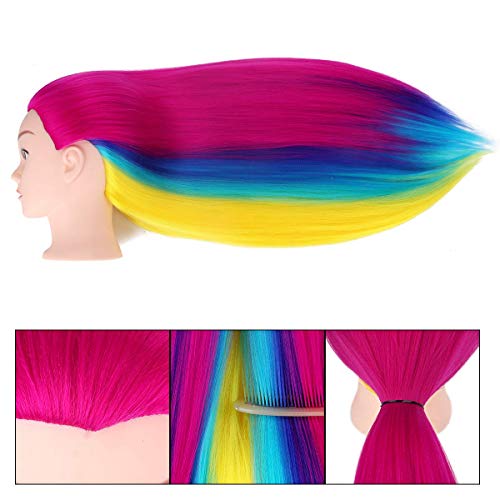 TopDirect 80cm/31.5 Zoll Übungskopf Frisierkopf Friseur 100% Synthetisches Haar Perückenkopf Puppenkopf Trainingsköpfe Friseurkopf Ausbildung Kopf mit Halter + DIY Haare Frisuren Set