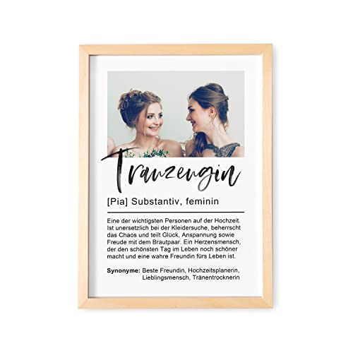 Trauzeugin Geschenk Danke Personalisiertes Bild mit Foto Trauzeuginnen Dankeschön Fotoposter Hochzeit Brautjungfer Geschenk (mit oder ohne Rahmen)