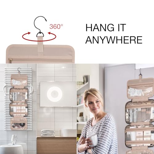 BAGSMART Kulturtasche zum Aufhängen, Damen Kulturbeutel Reise Waschtasche Transparent für Makeup,Toilettenartikel (Rosa)