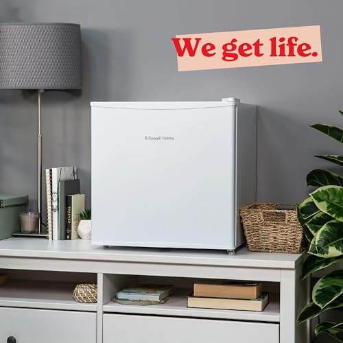 Russell Hobbs Table Top Larder Mini Fridge 43 Litre Capacity, Reversible Door & Adjustable Feet, Small Fridge, Manual Temperature Control, Ice Box, White RHTTF0E1W