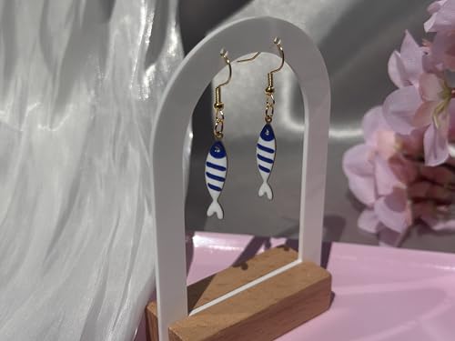Perela - Handmade - Maritim Ohrringe - Fisch Ohrringe - Damen Schmuck - Sommer Accessoires - Geschenk für Frauen - Angel Schmuck (Blau)