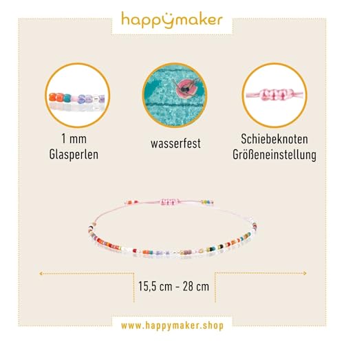 happymaker - Armbänder für Frauen und Mädchen, handgefertigt aus Miyuki Perlen mit Geschenkverpackung, Geburtstagsgeschenk mit Karte und Armband 2er Set, Happy Birthday Geschenk