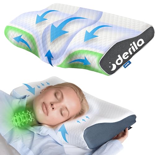 Derila Nackenkissen Kopfkissen, Memory Foam Kissen Original. Ergonomisches Kopfkissen, Nackenstützkissen, Seitenschläferkissen für Seiten, Rücken & Bauchschläfer (King, 1er Pack)