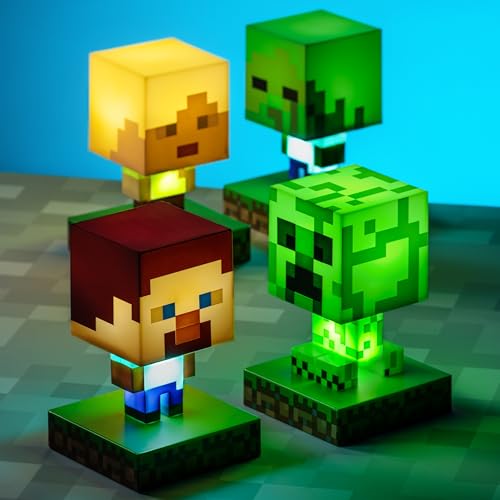 Minecraft Creeper Light, 3D Lamp - Officially Licensed Night Light - 12 cm Tall, Battery Powered, Gaming Room and Bedroom Decor for Minecraft Gamers | Paladone, Green