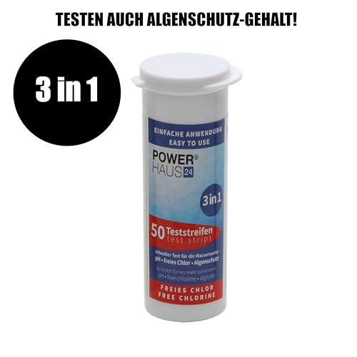 50 Teststäbchen 3 in 1 Teststreifen Teststrips für Chlor, pH Wert und Algenschutz, für Pool und Whirlpool