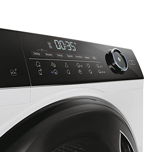 Haier HW90-B14959U1 Freestanding Washing Machine with LED Display, 9kg Load, 1400RPM, Direct Motion, White, A Rated