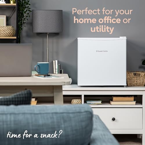 Russell Hobbs Table Top Larder Mini Fridge 43 Litre Capacity, Reversible Door & Adjustable Feet, Small Fridge, Manual Temperature Control, Ice Box, White RHTTF0E1W