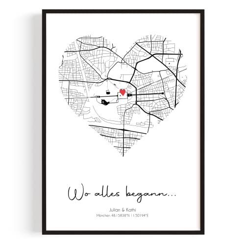 Wo alles begann Geschenk Koordinaten Personalisierte Geschenke für Frauen Bild — Ideal als Jahrestag Geschenk für Ihn & Sie — Partner Geschenke Freundin