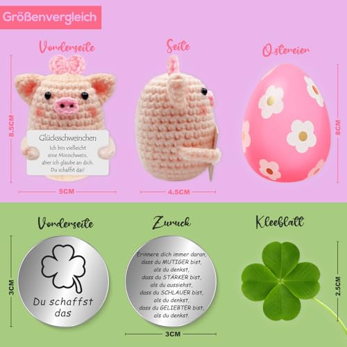 Tixlux Pocket Hug Glücksschweinchen, Kreative Strickwolle Minischwein Puppe und Kleine Umarmung Glücksbringer (Silber Ⅱ), Mutmacher Geschenk, Gute Besserung Geschenk, Geschenk zum Abschluss