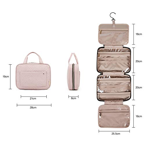 BAGSMART Kulturtasche zum Aufhängen, Damen Kulturbeutel Reise Waschtasche Transparent für Makeup,Toilettenartikel (Rosa)