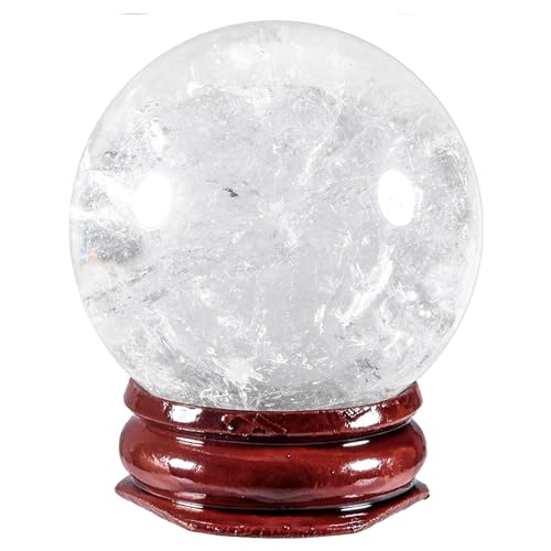 Nupuyai 35mm Bergkristall Kristallkugel mit Kugelständer, natürliche Edelstein Wahrsagerkugel, Reiki Kristall Heilstein Meditation Feng Shui Hexen Wicca Dekoration