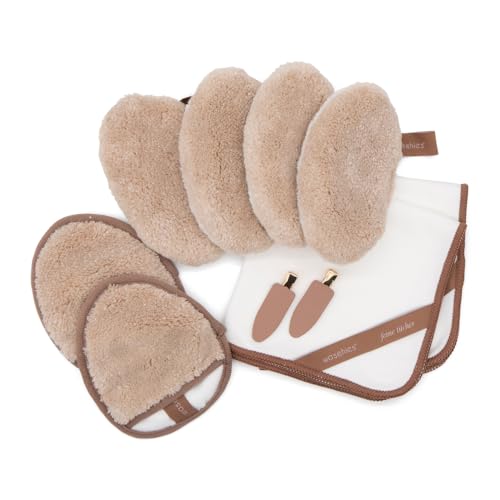 waschies nachhaltiges Kennenlern-, Geschenkset "Try me, Love me" - 10-teiliges Reinigungsset für die tägliche Pflegeroutine, Abschminkpads, Augenpads, feine Gesichtstücher & praktische Haarclips