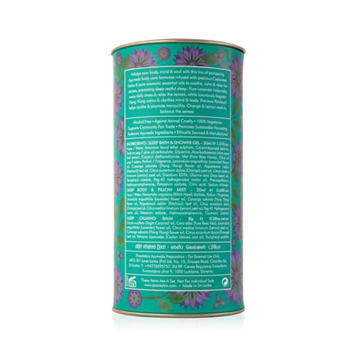 SPA CEYLON Sleep Wellness Trio Set | Restful Spa Essentials | Natural Ingredients | Ayurvedic | Lavender | Essential Oil | Shower gel, Body Mist, Balm | Gift set