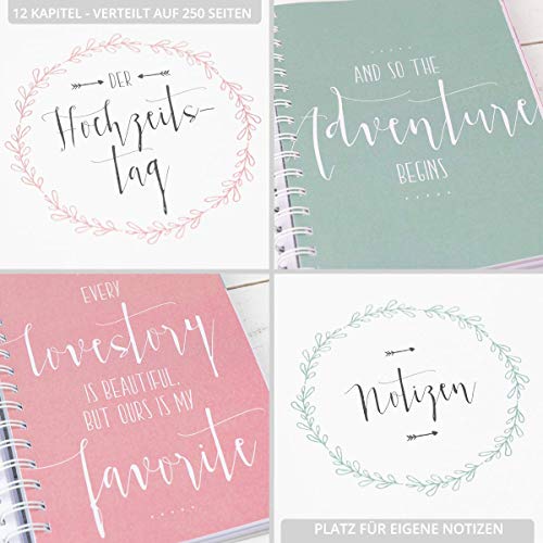 Hochzeitsplaner: So feierst du deine Traumhochzeit, 250 Seiten Hochzeitsplaner Buch, Deutsch, Wedding Planner, Checklisten Notizen Ideen für Hochzeit, Hochzeitsfeier planen organisieren