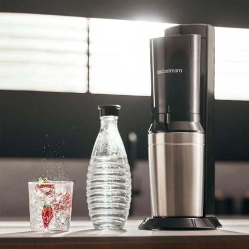 SodaStream Wassersprudler CRYSTAL 3.0 mit Quick-Connect CO2-Zylinder| inkl. 2x 0,8L CRYSTAL Glasflasche | Farbe: Titan