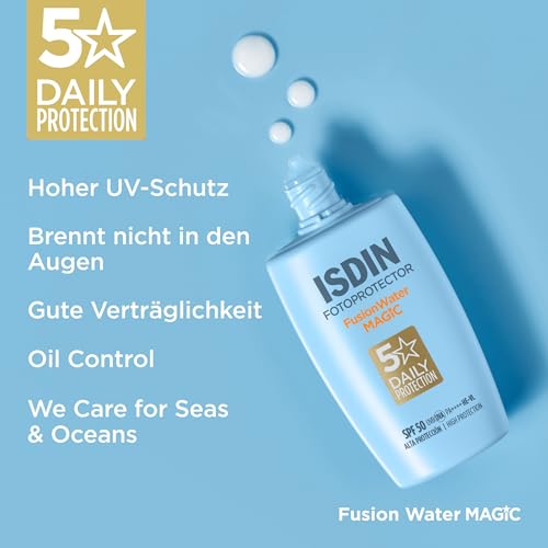 ISDIN Fusion Water Magic LSF 50 | Sonnencreme für das Gesicht zur täglichen Anwendung | Ultraleichte Textur, 50 ml