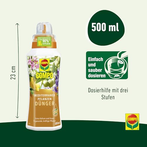 COMPO Mediterraner Pflanzendünger – Spezial-Flüssigdünger für mediterrane Pflanzen – 500 ml