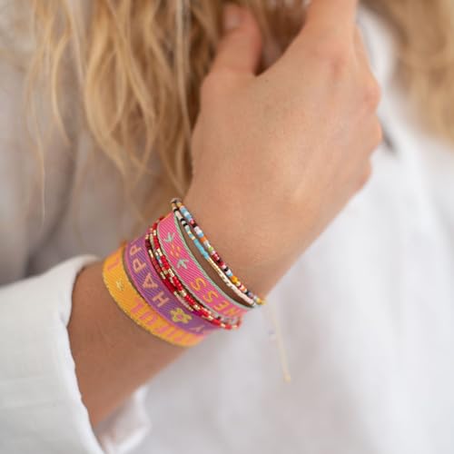 happymaker - Armbänder für Frauen und Mädchen, handgefertigt aus Miyuki Perlen mit Geschenkverpackung, Freundschaftsarmband 3er Set für beste Freundinnen
